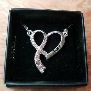 Breast cancer heart pendant necklace